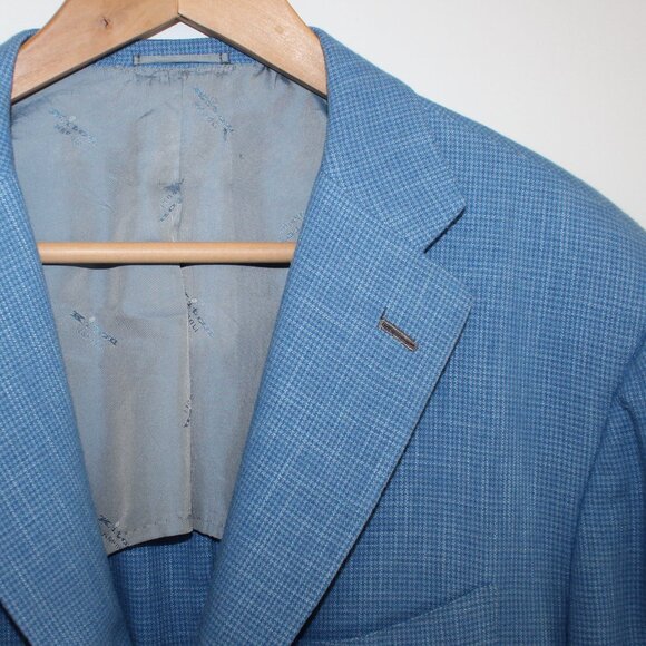 KITON Sky Blue Cashmere Linen 3-button sport coat - Picture 6 of 9